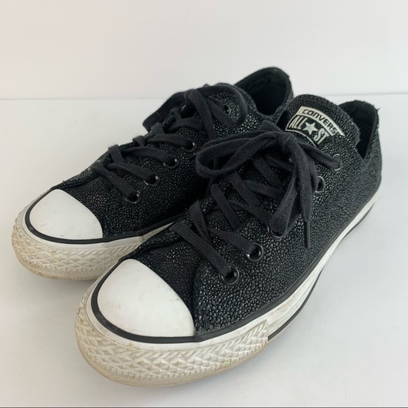 Converse Textured Black Lace Sneaker Shoes 7 - Picture 2 of 12